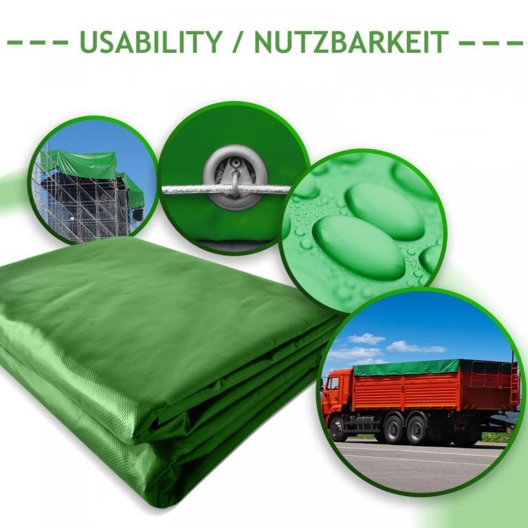 JAGO Plandeka 650 g/m², aluminiowe oczka, zielona, 5 x 6